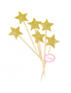 Mini Toppers Estrelas Glitter Dourado